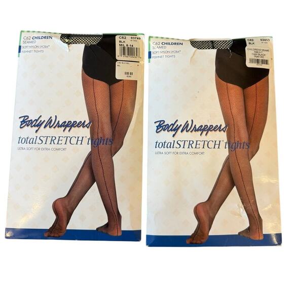 BODY WRAPPERS Dance Ballet Jazz Child Small 4-7 Fishnet C62 Seamed NEW 2 packs - Picture 1 of 4